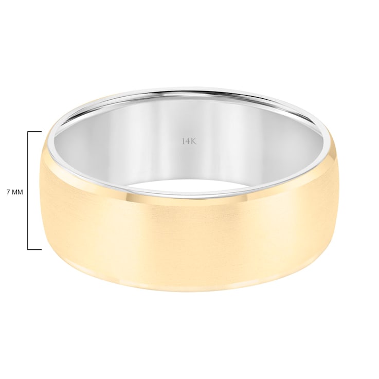 14K Two-Tone 7MM Roll Edge Brushed Satin Finish Wedding Band by
Brilliant Expressions