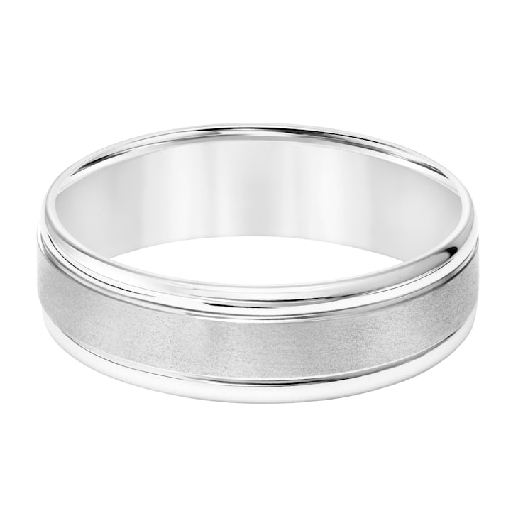 14K White Gold 6.5MM Flat Round Edge Brushed Finish Wedding Band by
Brilliant Expressions
