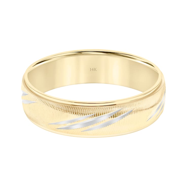 14K Yellow Gold 6MM Stepped Edge Two Tone Diagonally Cut Wedding Band by
Brilliant Expressions