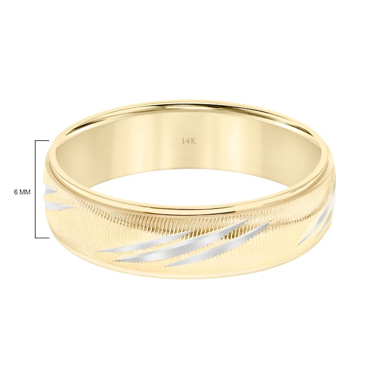 14K Yellow Gold 6MM Stepped Edge Two Tone Diagonally Cut Wedding Band by
Brilliant Expressions