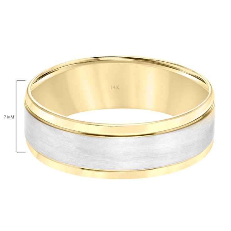 14K Two-Tone Gold 7MM Flat Beveled Edge Brushed Finish Wedding Band by
Brilliant Expressions