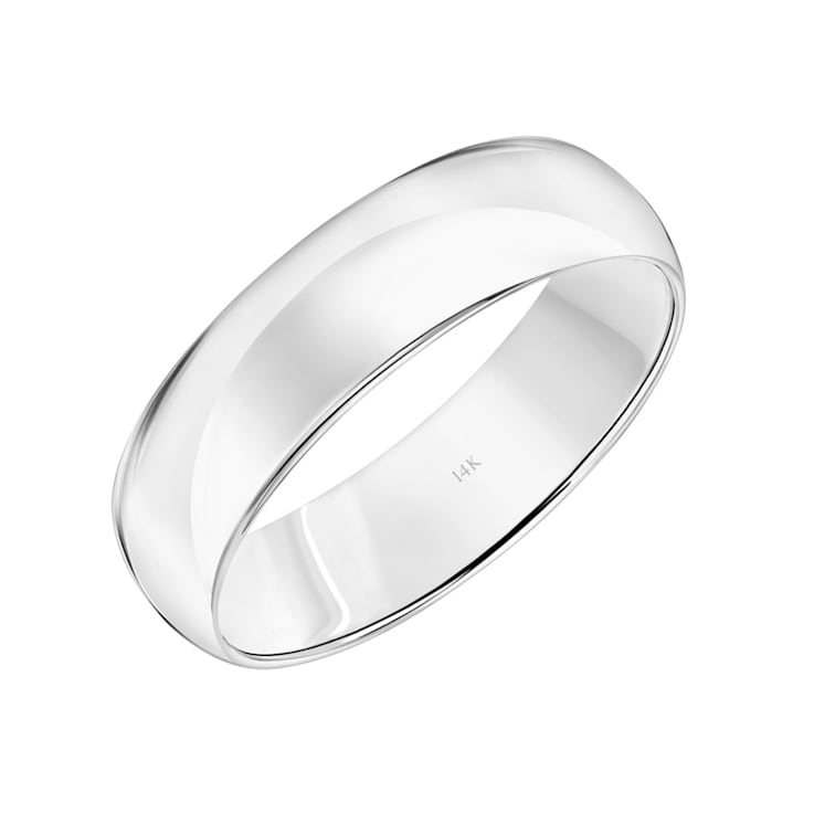 Men s or Women s 14K White Gold 6MM Comfort Fit Classic Wedding Band by Brilliant Expressions