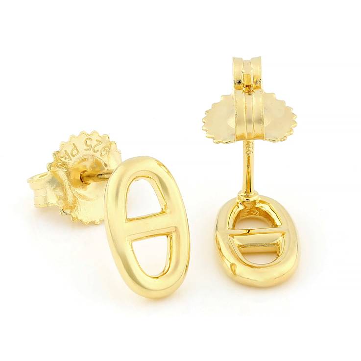 Mariner Link Stud Earrings In 18K Gold Over Sterling Silver