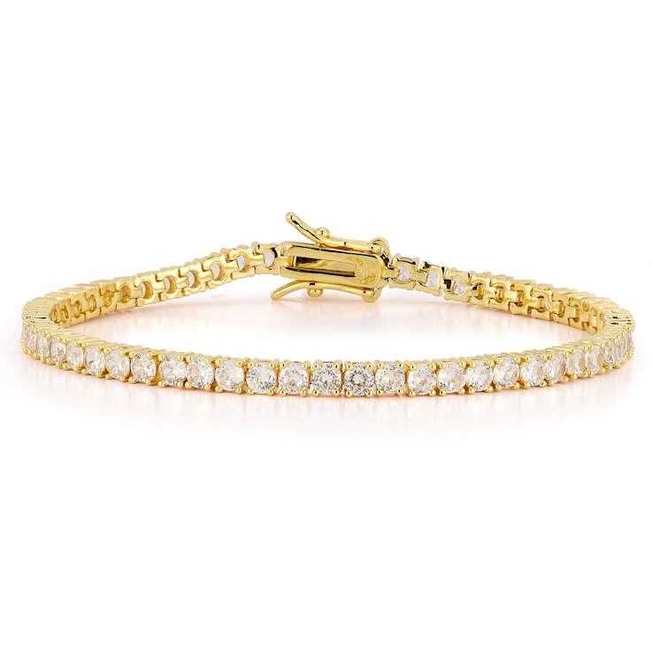 Rachel Zoe Round CZ Tennis Bracelet in 14K Gold Over Brass