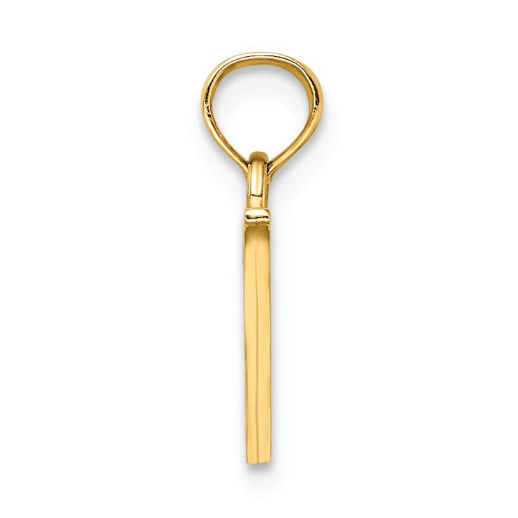 14k Yellow Gold Polished Block Letter V Initial Pendant