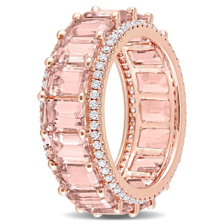 Morganite and Diamond 14K Rose Gold Ring 10.57ctw
