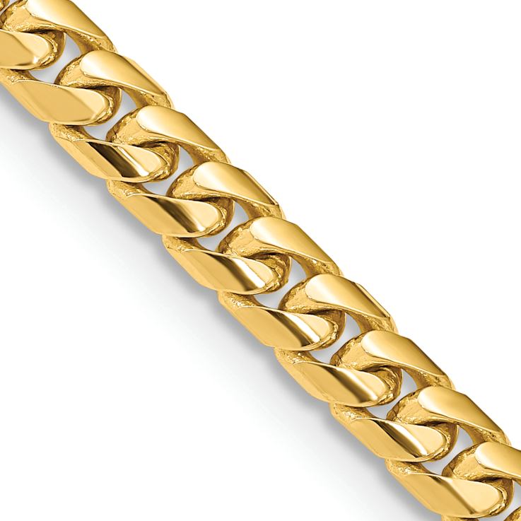 14k Yellow Gold 6.75mm Solid Miami Cuban 24 Inch Chain