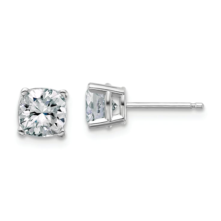 Rhodium Over 14K White Gold 1.75ct. 5.5mm Cushion D E F Pure Light
Moissanite Earrings