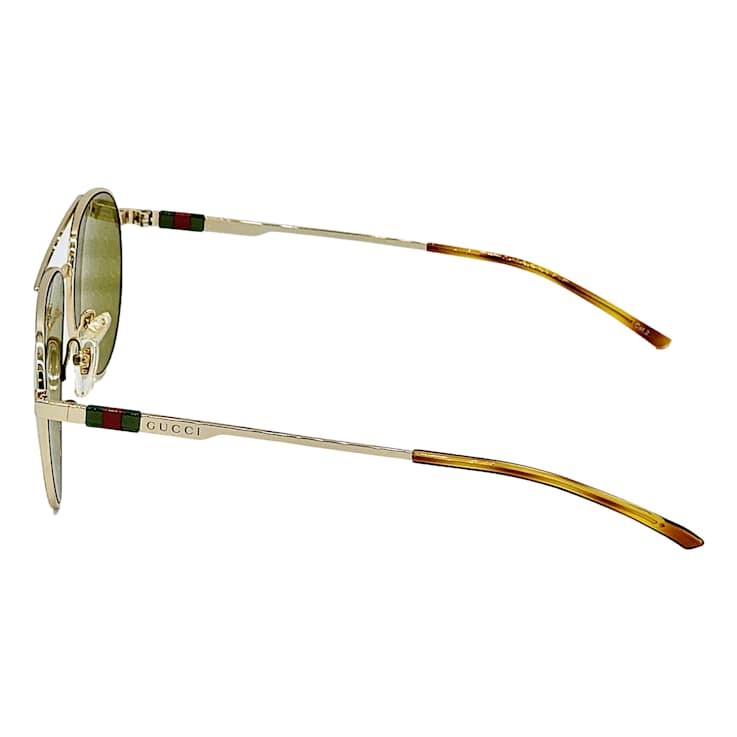 Gucci Gold Tone Aviator Frame / Brown Logo Mirrored Lenses Sunglasses