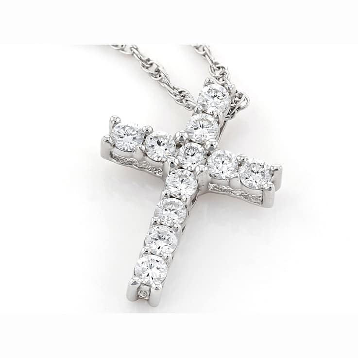 Lab-Grown Diamond Cross Pendant In Sterling Silver 0.25ctw