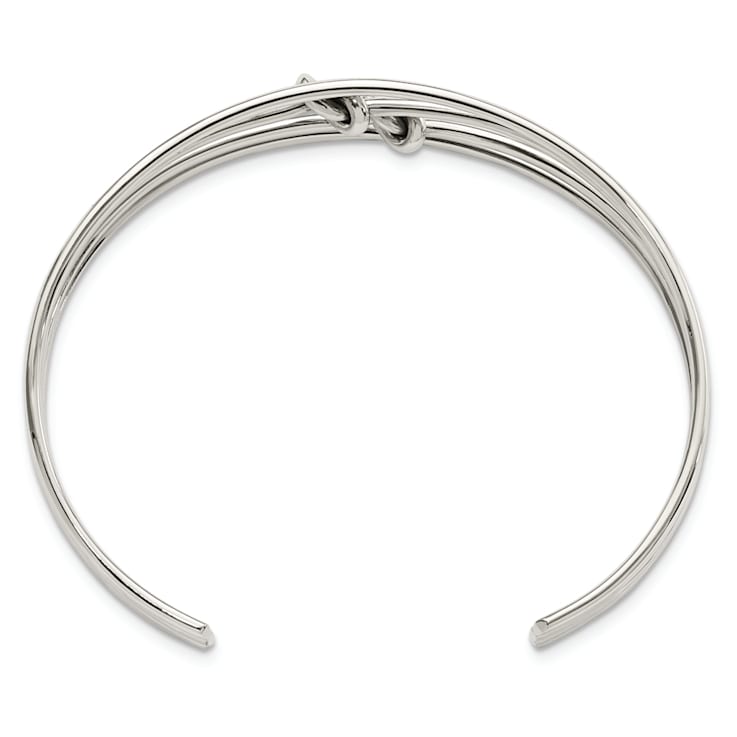 Sterling Silver Polished 4 Band Knots Cuff Bracelet