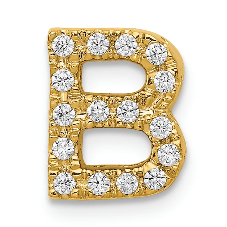 14K Yellow Gold Diamond Letter B Initial Charm