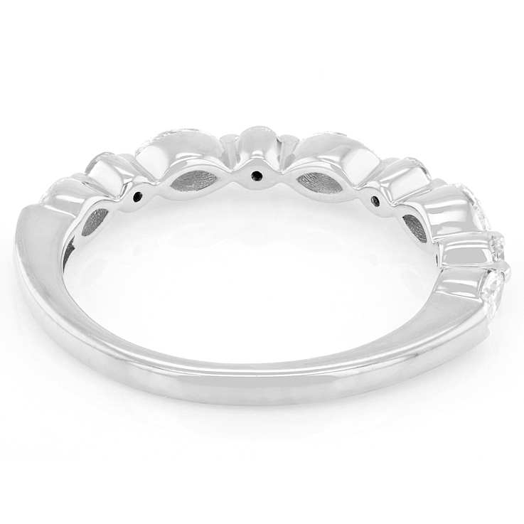 Lab-Grown Diamond Marquise and Round Band Ring in 10k White Gold