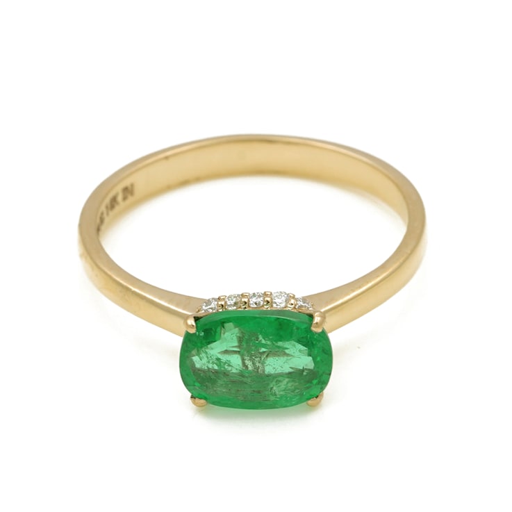 1.45 Ctw Emerald with 0.14 Ctw Diamond Ring in 14K YG