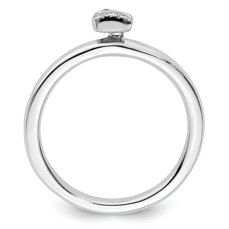 Sterling Silver Stackable Expressions Unicorn Diamond Ring 0.03ctw