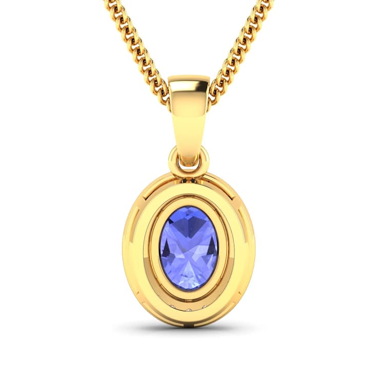1.09ctw 14K Yellow Gold Tanzanite and White Diamond Pendant with 18 inch
Cable Chain