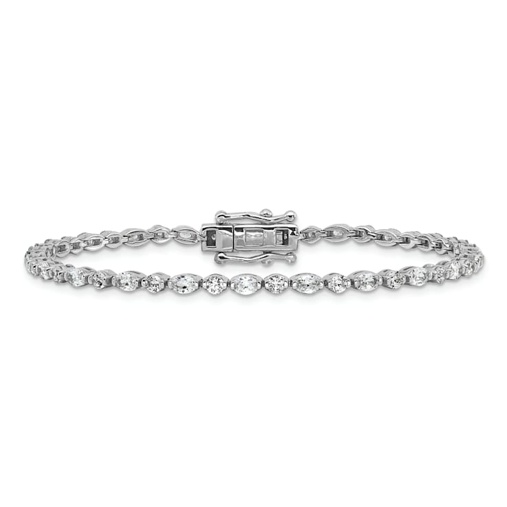 Rhodium Over Sterling Silver Polished Round and Oval Cubic Zirconia
Tennis Bracelet