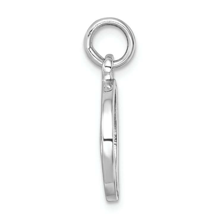 Rhodium Over Sterling Silver Polished Enameled Wave Pendant