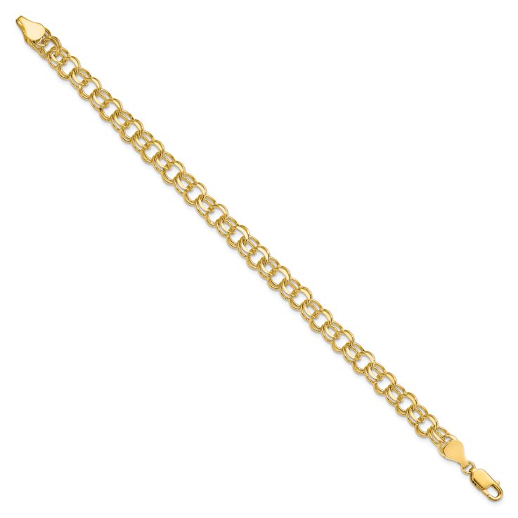 10k Yellow Gold 6mm Double Link Charm Bracelet