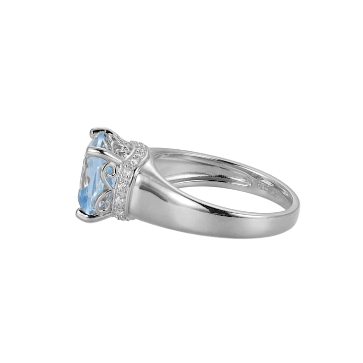 Lab Blue Spinel And White Cubic Zirconia Platinum Over Silver March
Birthstone Ring 3.79ctw