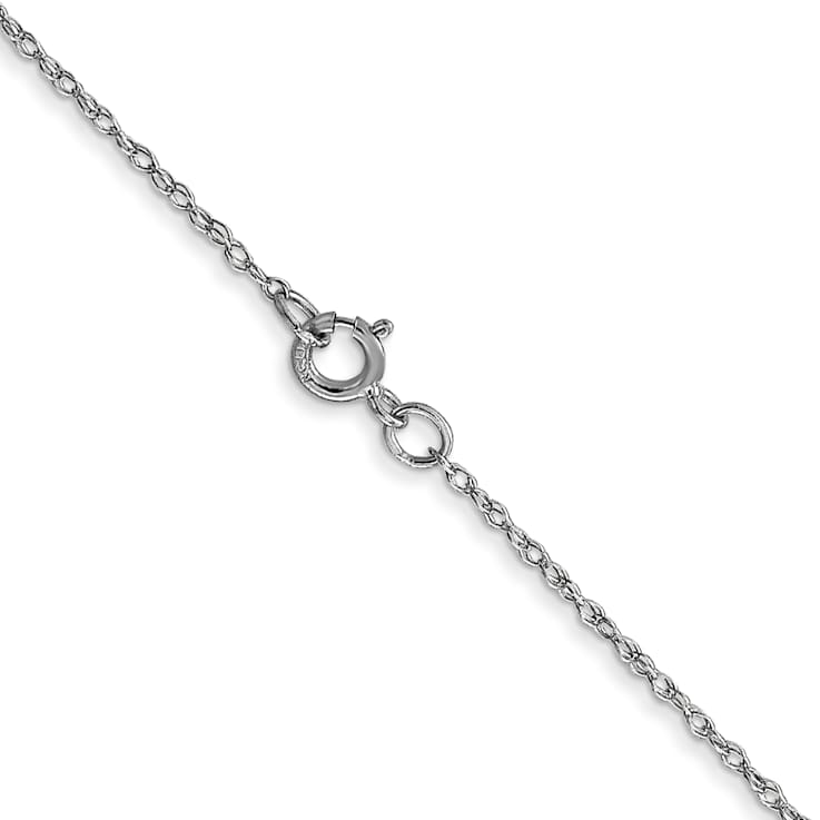 Rhodium Over 14k White Gold 0.6mm Solid Cable 20 Inch Chain