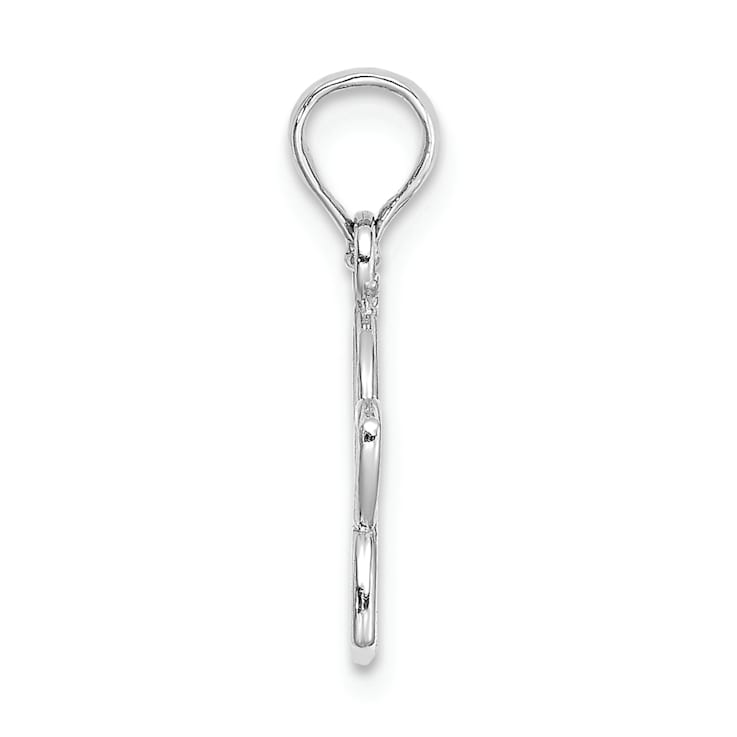Rhodium Over 14k White Gold Cut-out Flower Pendant