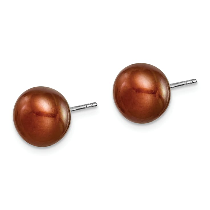 Rhodium Over Sterling Silver 7 Pairs 8-9mm Freshwater Cultured Pearl
Stud Ear Set