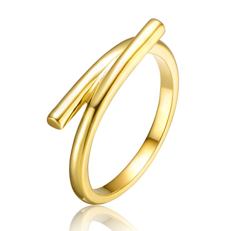 Sculptural Bypass Ring In 14K Gold Over Brass