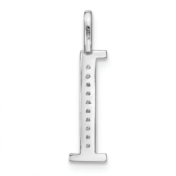 14K White Gold Diamond Lower Case Letter L Initial Pendant