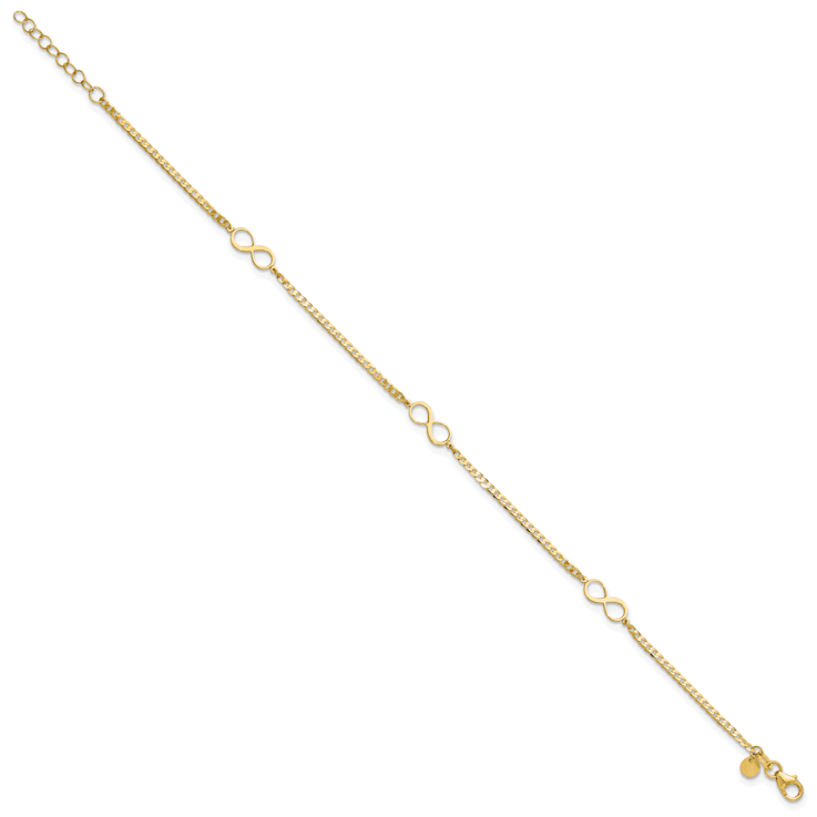 14K Yellow Gold Polished Infinity Symbol 9-inch Plus 1-inch Extension Anklet