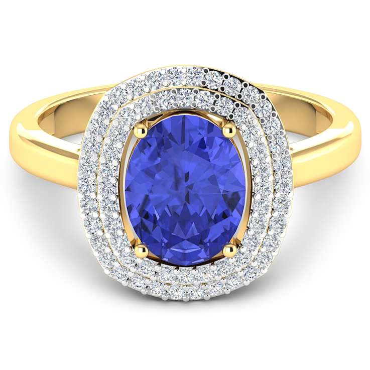1.69ctw Violet Tanzanite and Diamond 14K Yellow Gold Halo Ring