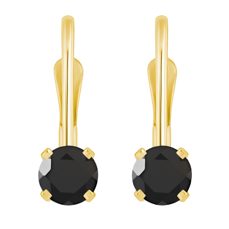 4mm Round Black Onyx 14k Yellow Gold Drop Earrings