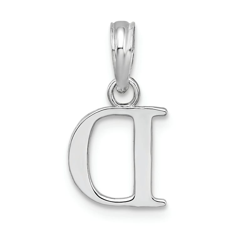 Sterling Silver Polished Block Initial -D- Pendant