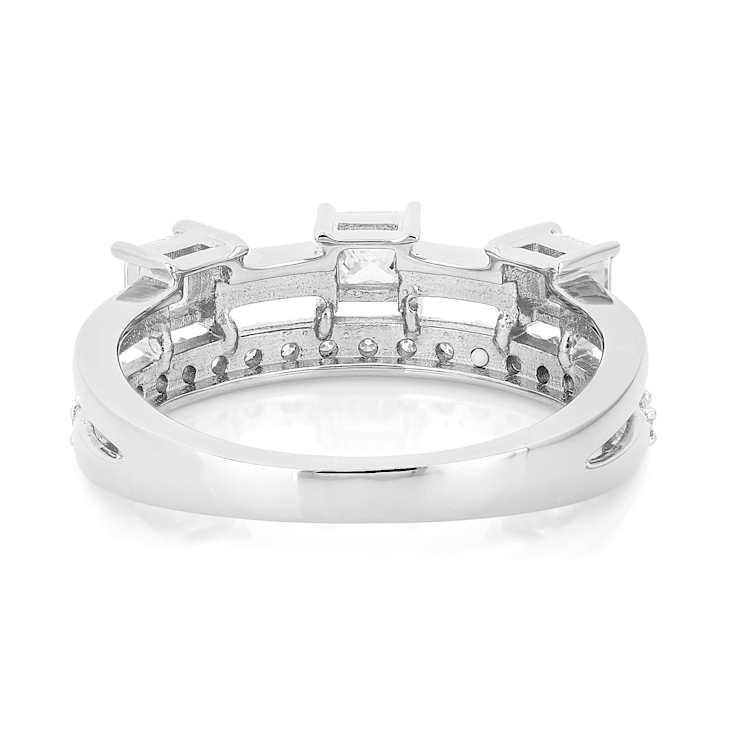 Moissanite Multi-Row Band Ring In Platinum-Enhanced Sterling Silver
0.86ctw Diamond Equivalent Weight
