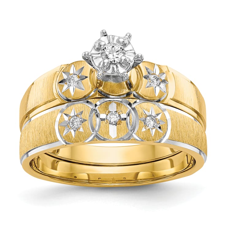 14K Yellow Gold AA Quality Engagement Ring 0.07ctw