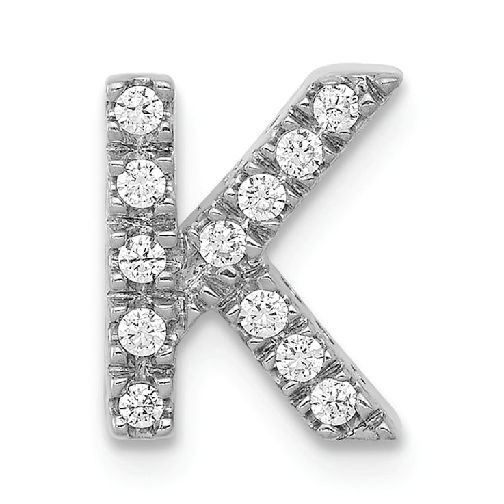 Rhodium Over 14K White Gold Diamond Letter K Initial Charm