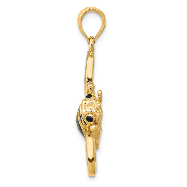 14k Yellow Gold Enameled 3D Multi-color Enamel Bumblebee Pendant
