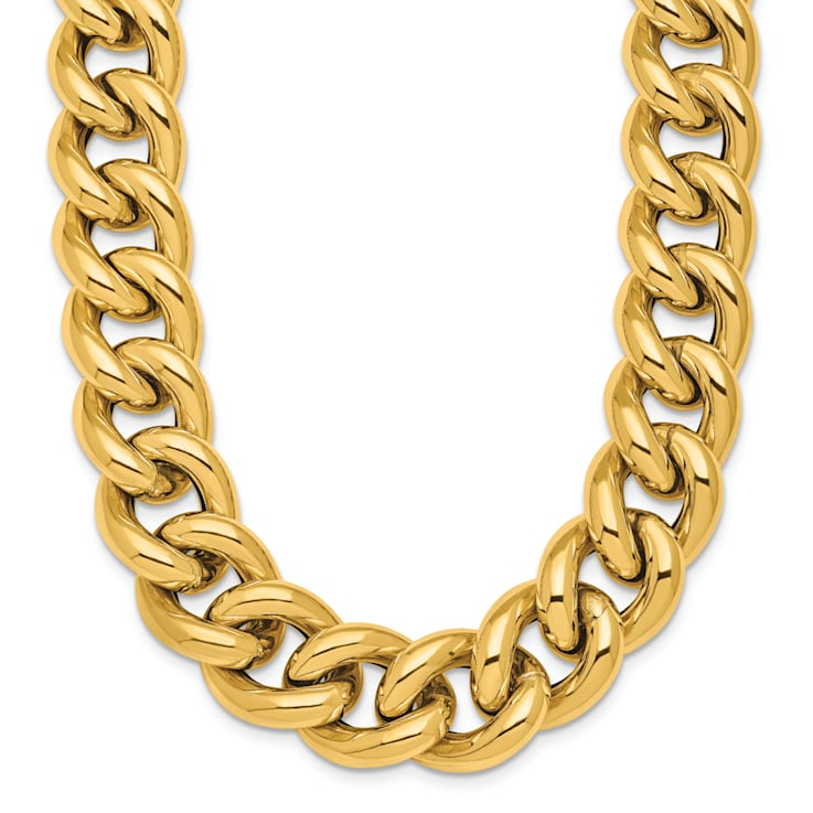 14K Yellow Gold 14.8mm Curb 18-inch Necklace