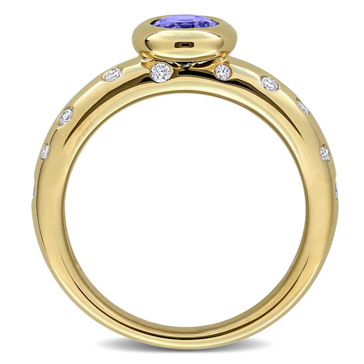 Tanzanite and Diamond 10K Yellow Gold Ring 0.97ctw