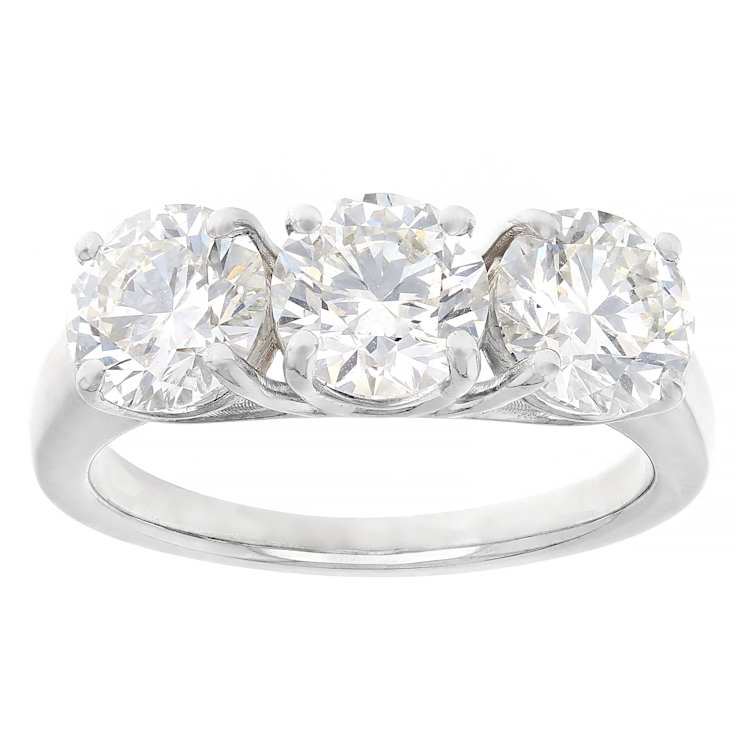 Lab-Grown Diamond Three-Stone Ring In 14K White Gold 3.00ctw