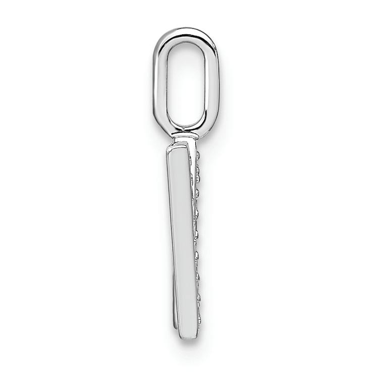 14K White Gold Diamond Lower Case Letter W Initial Pendant