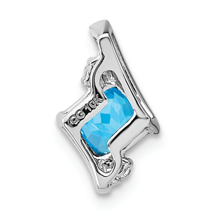 Rhodium Over 10k White Gold 0.7 ctw Cushion Swiss Blue Topaz and Diamond
Chain Slide Pendant