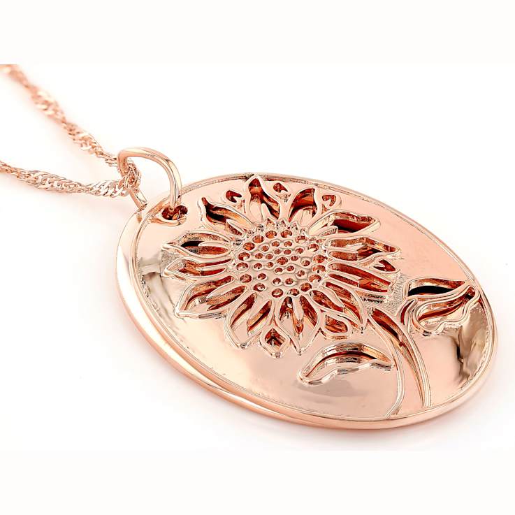 Copper Sunflower Double Pendant Necklace