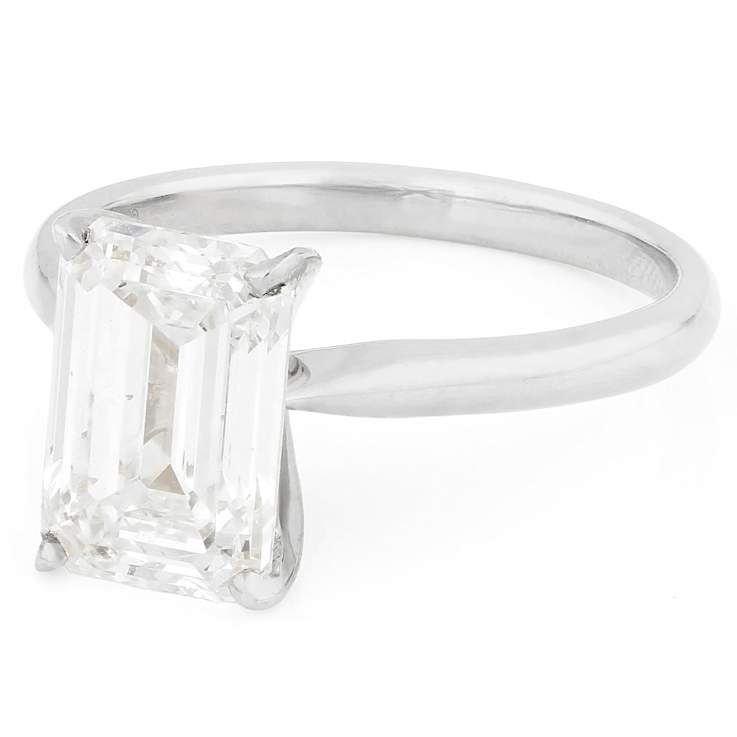 Lab-Grown Diamond Emerald-Cut Solitaire Ring In 14K White Gold 3.00ct