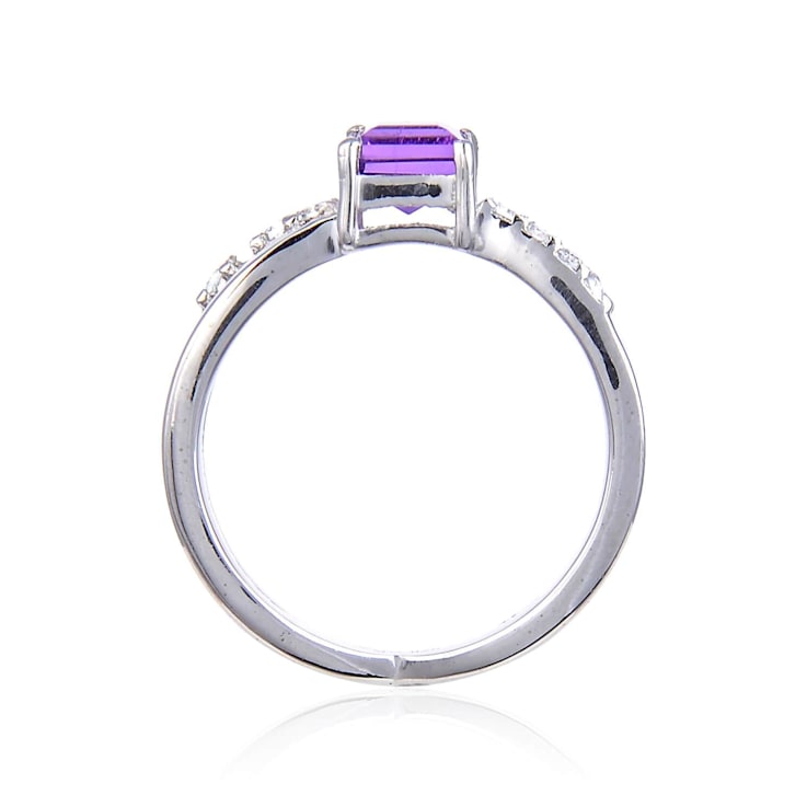Square Amethyst with White Topaz Accents Sterling Silver Ring, 0.81ctw