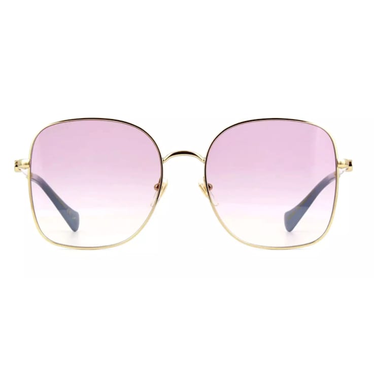 Gucci Gold Tone and Peacock Blue Frame / Violet Lens Sunglasses