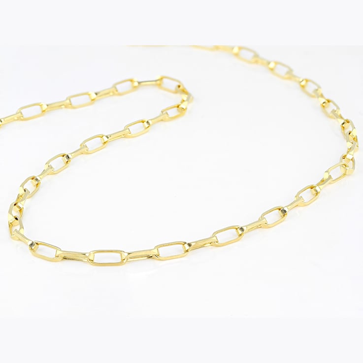 Elongated Paperclip Link Chain Necklace In 18K Gold Over Sterling Silver