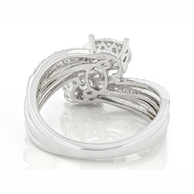 Cluster Bypass Lab-Grown Diamond Ring 0.75ctw In Sterling Silver