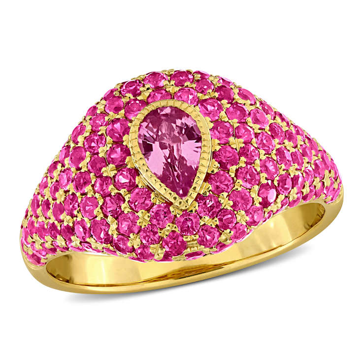 Pink, Dark Pink Sapphire 14K Yellow Gold Ring 2.58ctw