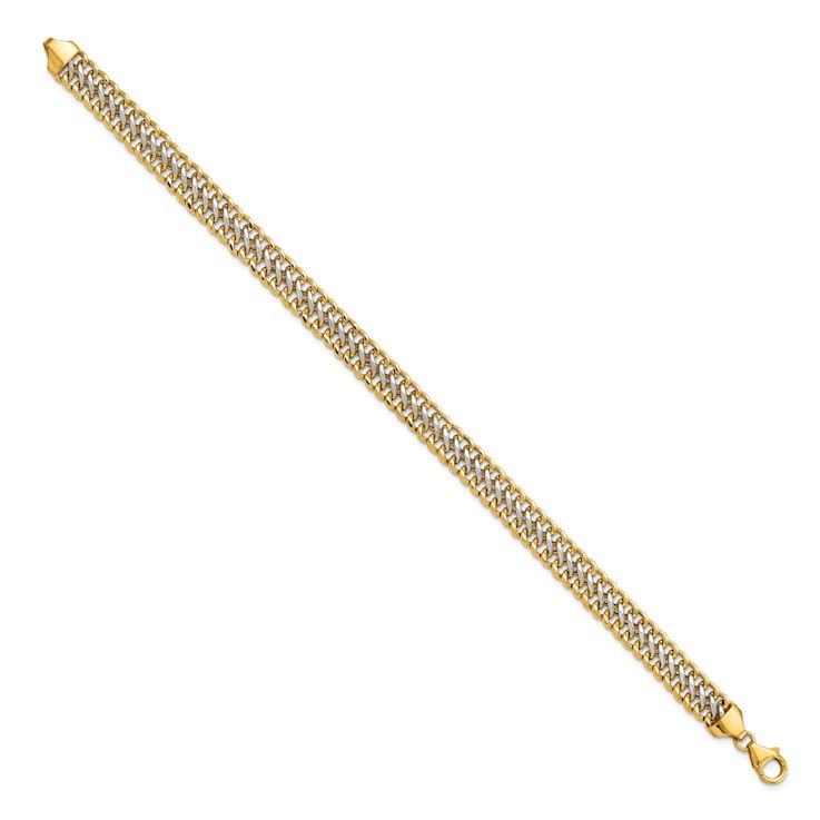 14k Two-tone Gold Polished 7.4mm Fancy Link Bracelet